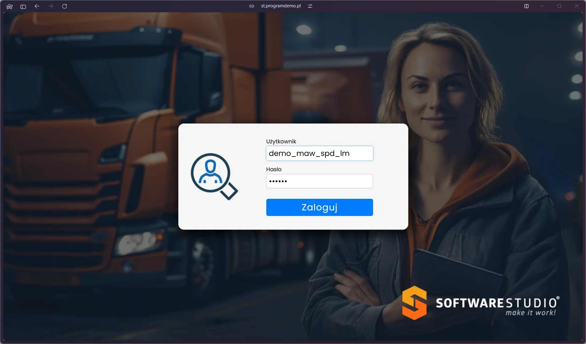 Studio VSS.net – ekran logowania do portalu spedytora i przewoźnika